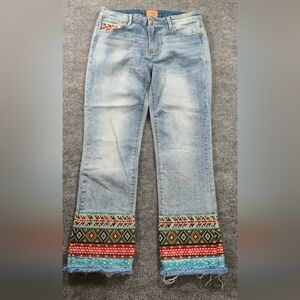 Driftwood Collette Sundance Mid-Rise Embroidered Jeans Size 29